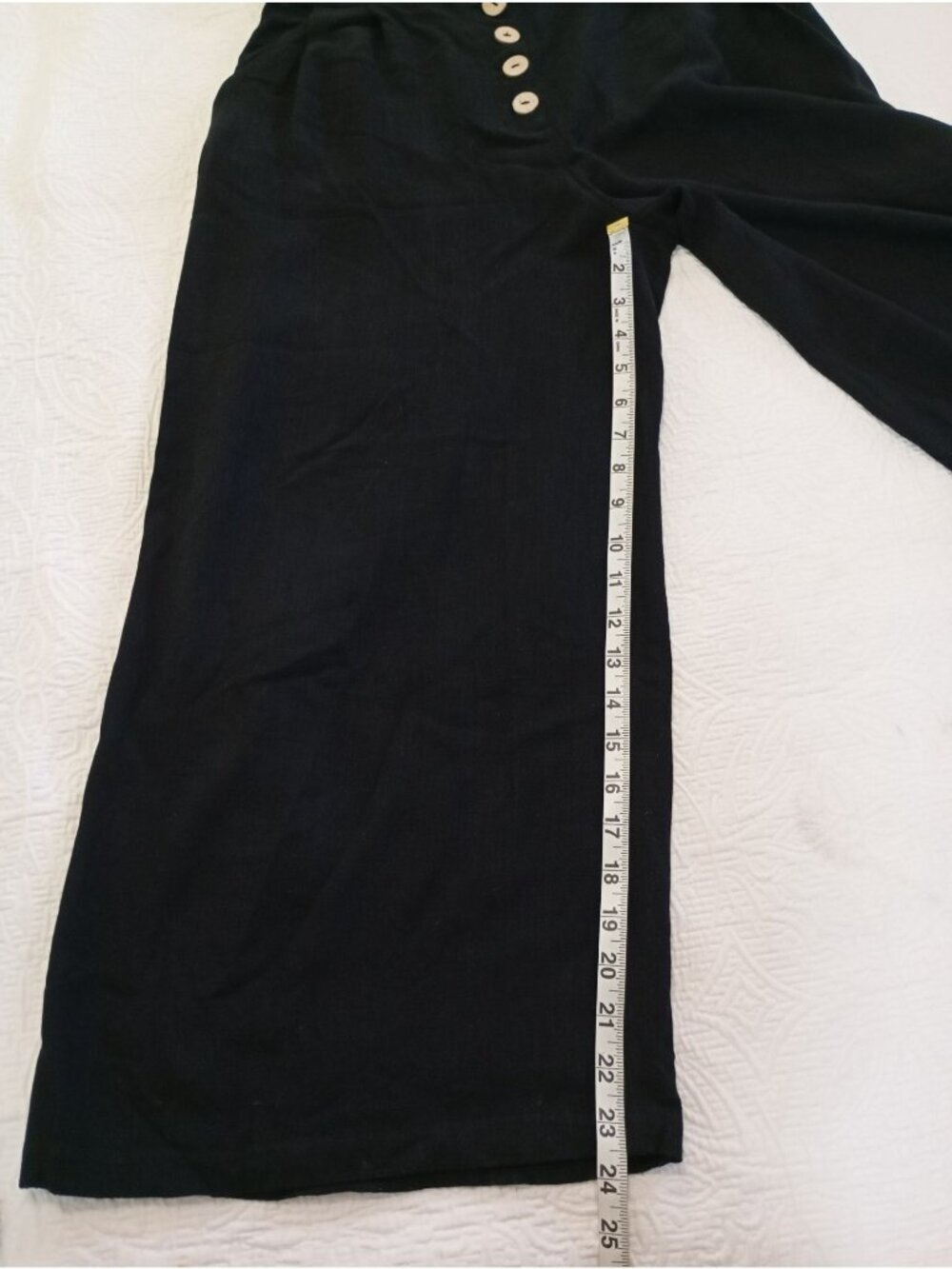 Elodie Wide-Leg Black Linen Blend Pants Button Detailing Pockets Womens Medium - Picture 10 of 12
